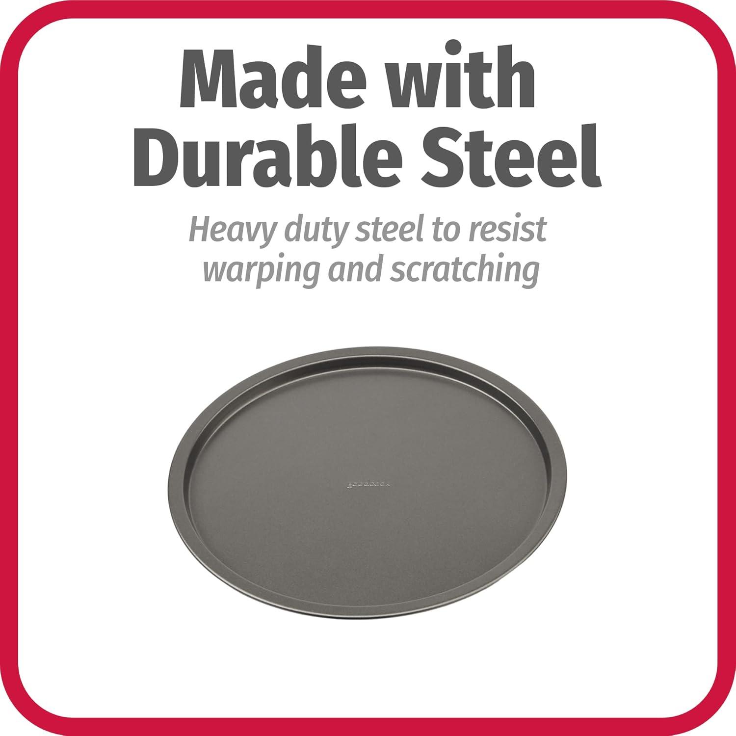 imageGoodCook Everyday Set of 2 Nonstick Steel 10Inch Personal Pizza Pans Set Gray10 4Piece Set