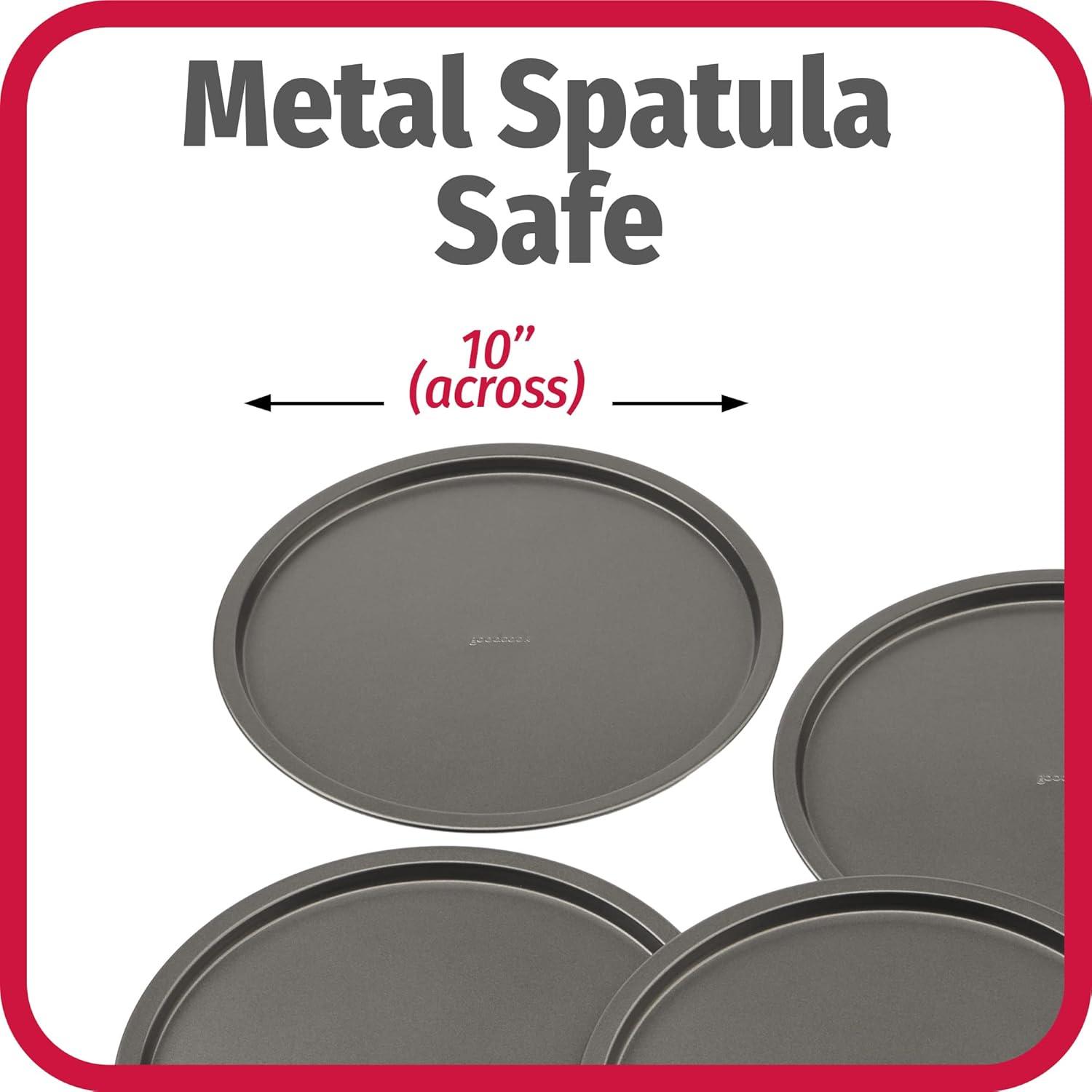 imageGoodCook Everyday Set of 2 Nonstick Steel 10Inch Personal Pizza Pans Set Gray10 4Piece Set