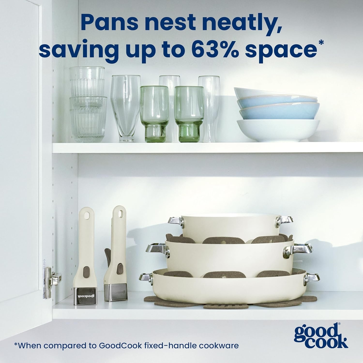 image:imageGoodCook 14Piece Ceramic Cookware Set with Removable Handles BlackCream