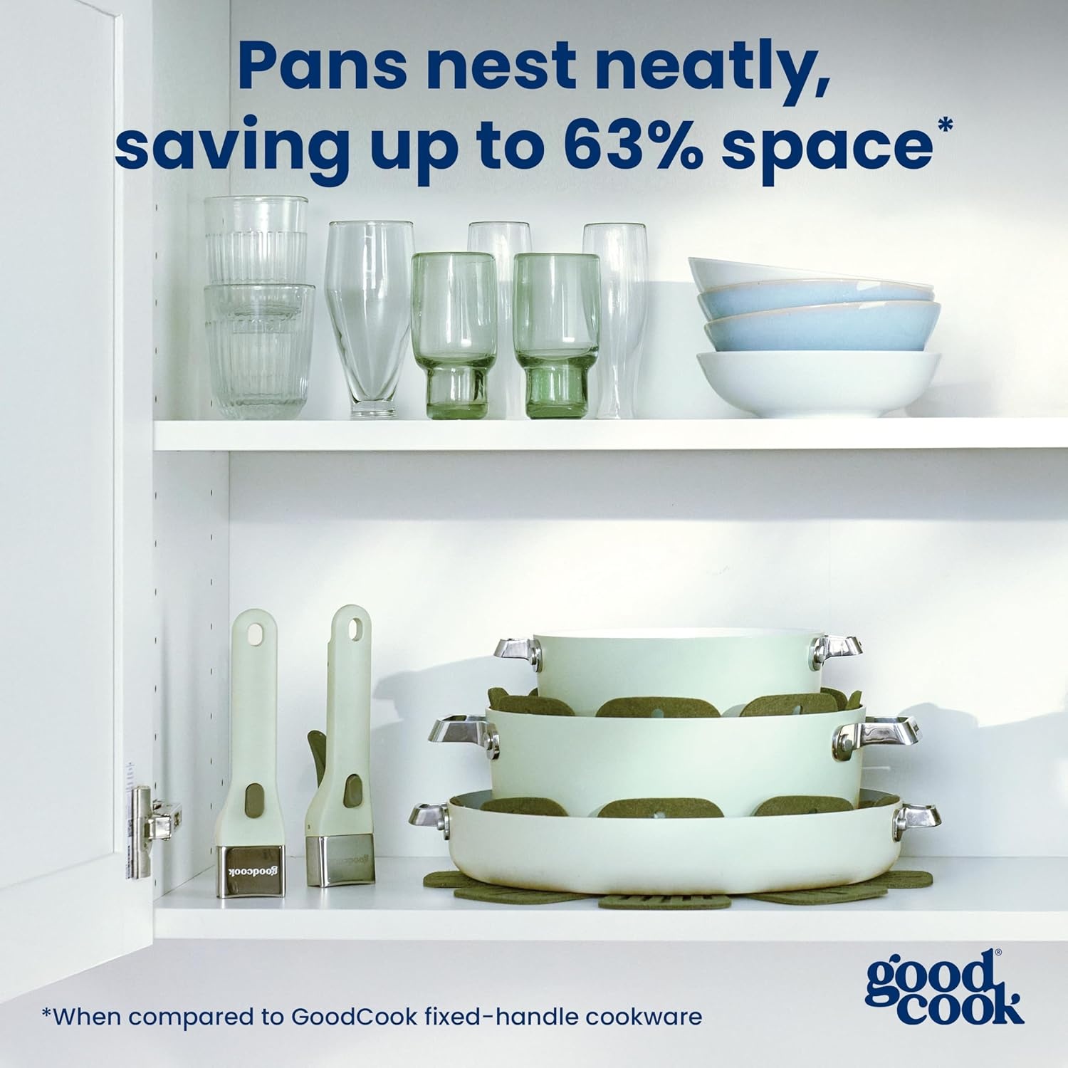 image:imageGoodCook 14Piece Ceramic Cookware Set with Removable Handles BlackGreen
