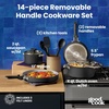 GoodCook 14-Piece Ceramic Cookware Set with Removable Handles, Black(Black)