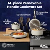 GoodCook 14-Piece Ceramic Cookware Set with Removable Handles, Black(Cream)