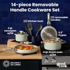 GoodCook 14-Piece Ceramic Cookware Set with Removable Handles, Black(Green)