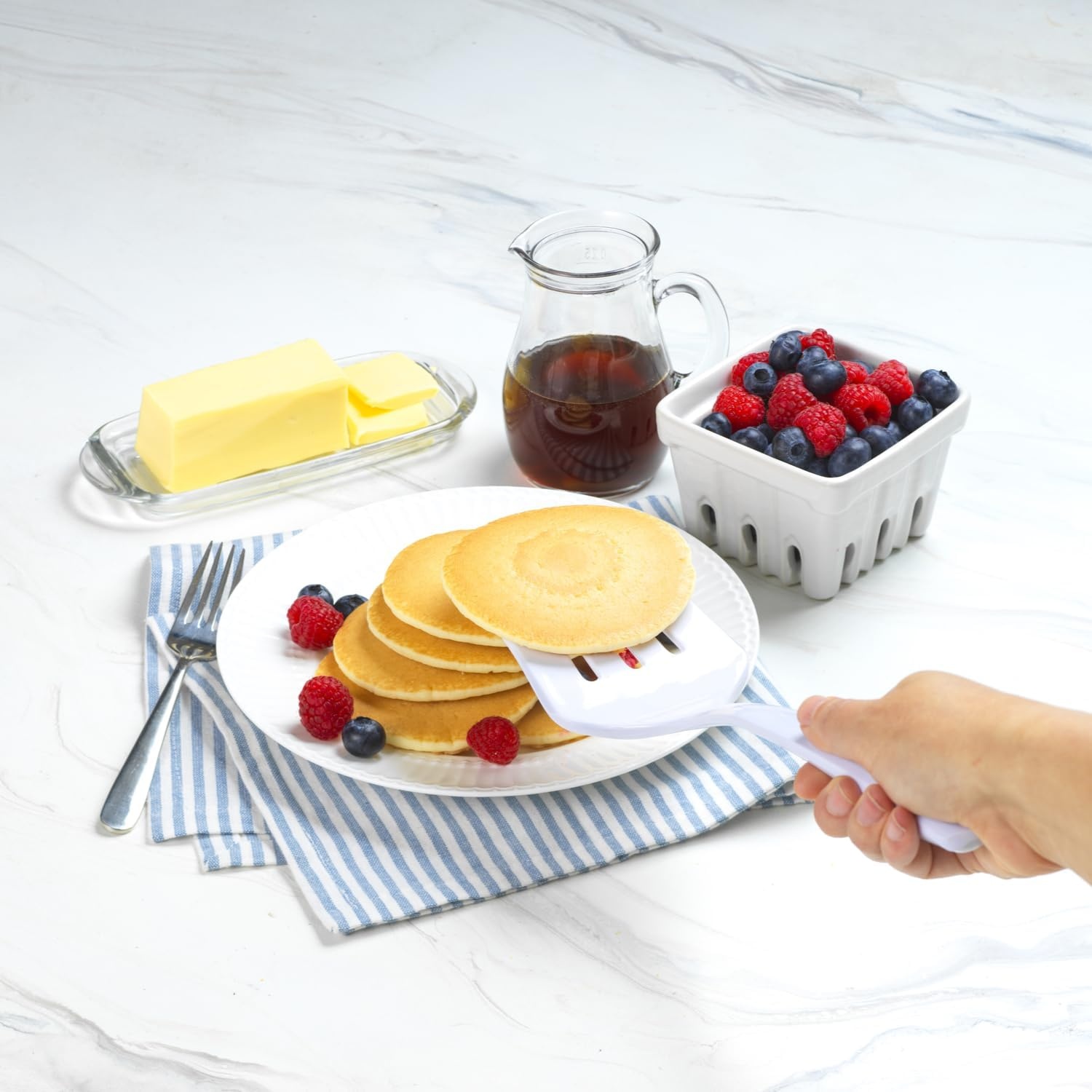 image:imageGoodCook Classic Pasta Server BPAFree Dishwasher Safe Melamine Construction 12Inch WhiteSmall