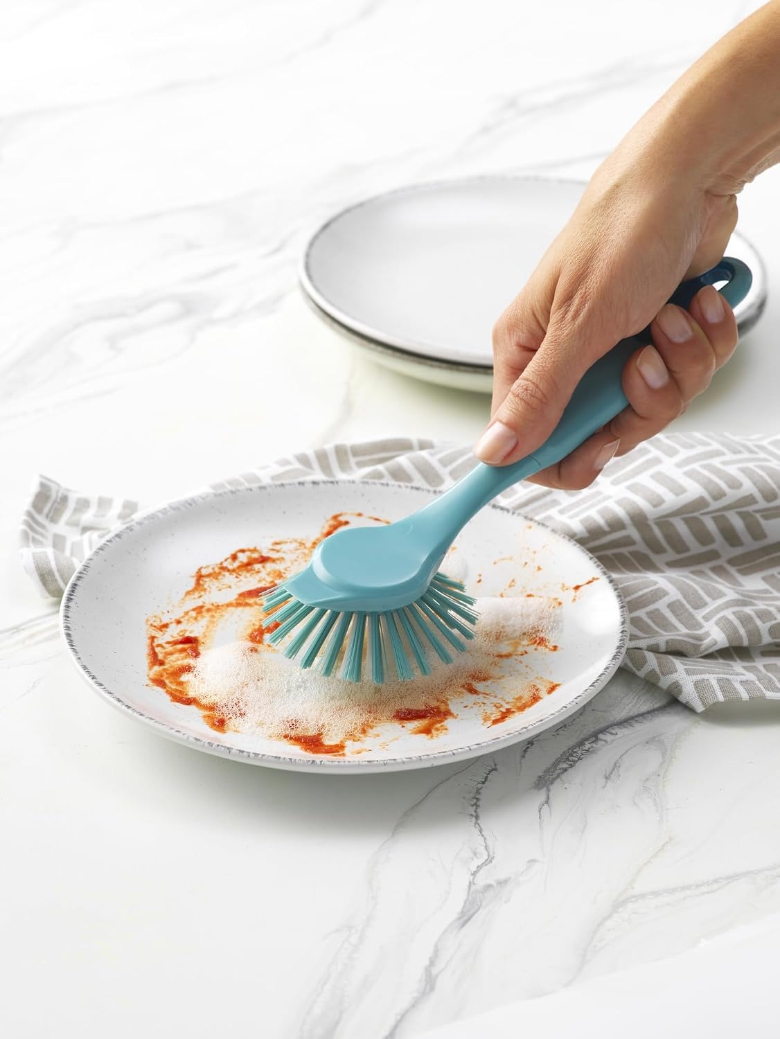 image:imageGoodCook Everyday 95 Dish Scrub Brush Set with Nylon Bristles BlueWhite 2Pack