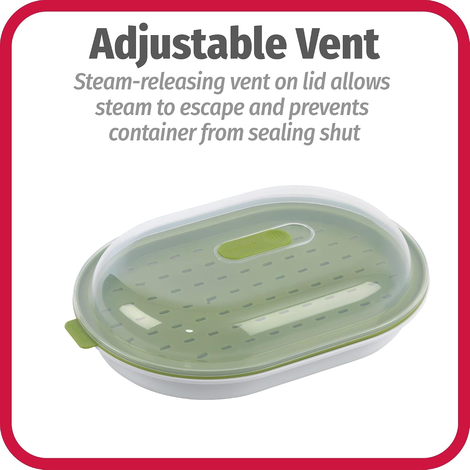 image:imageGoodCook Everyday Microwave Food Steamer Vegetable amp Fish Cooker Preserves Vitamins amp Nutrients Quick Dinner amp Meals Adjustable Steam Release Vent12 inches x 8 inches x 27 inches Pack of 12