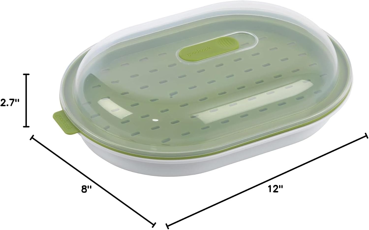 image:imageGoodCook Everyday Microwave Food Steamer Vegetable amp Fish Cooker Preserves Vitamins amp Nutrients Quick Dinner amp Meals Adjustable Steam Release Vent12 inches x 8 inches x 27 inches Pack of 12