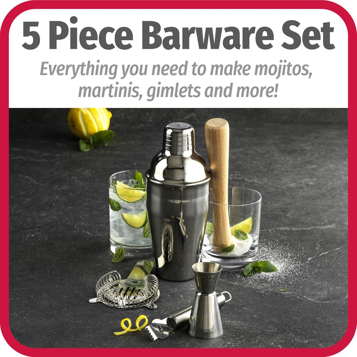 image:imageGoodCook Gourmet Cocktail Set 5 pieceSilver