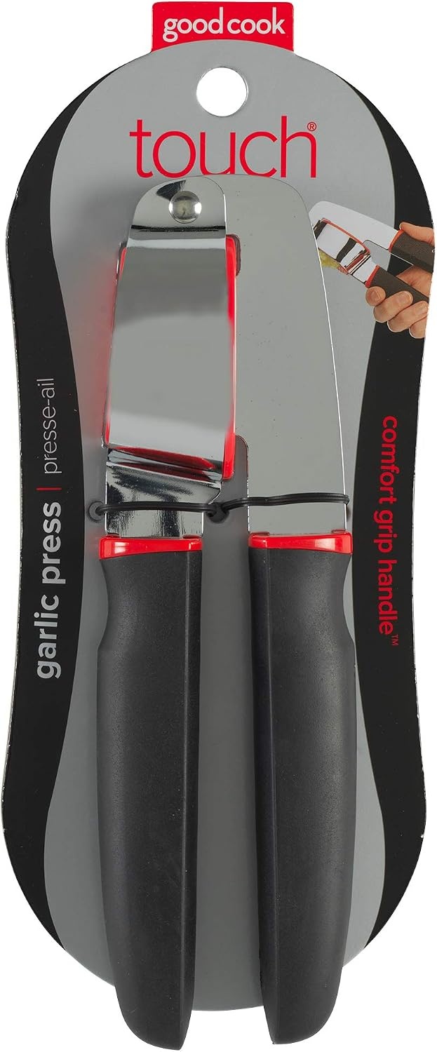image:imageGoodCook Touch Dishwasher Safe Garlic Press with Stainless Steel Head BlackRed