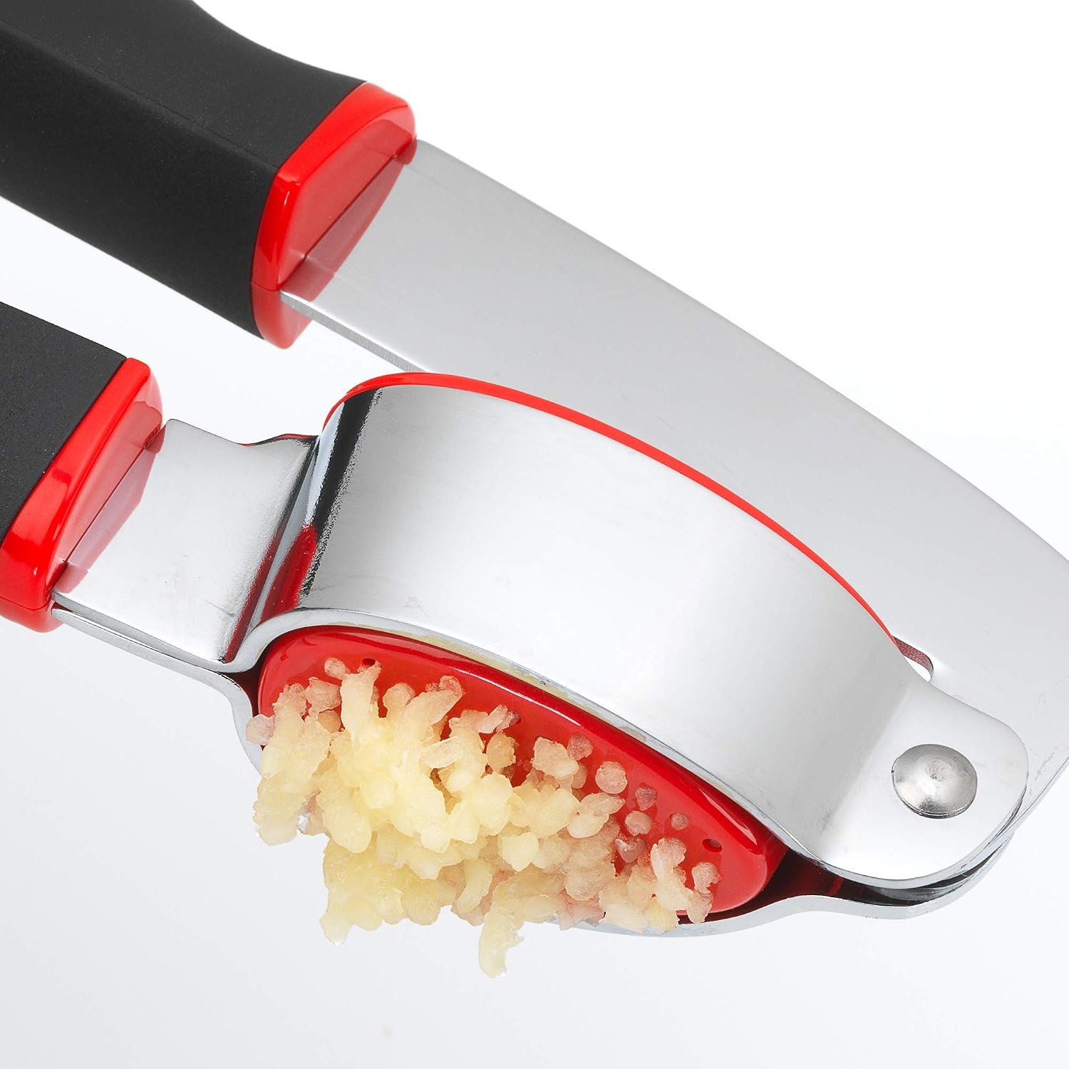 image:imageGoodCook Touch Dishwasher Safe Garlic Press with Stainless Steel Head BlackRed