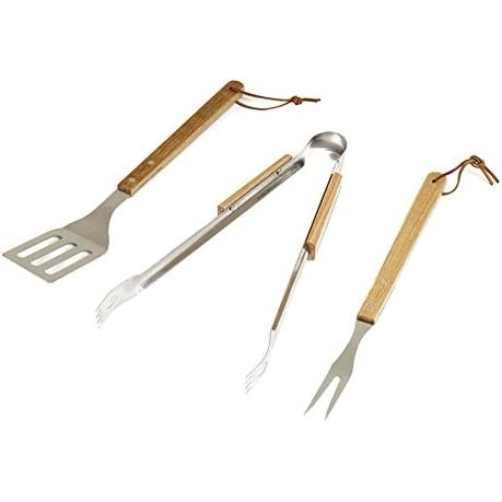 image:imageGood Cook 3 Piece Barbeque Tool Set SilverWood