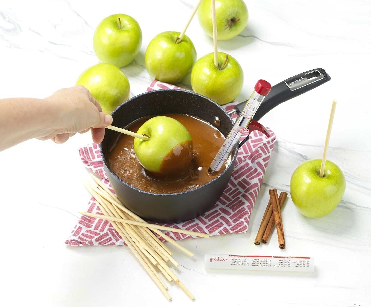 image:imageGoodCook Everyday Candy amp Deep Fry Thermometer Glass Tube Construction with BuiltIn Pan Clip Includes Fahrenheit amp Celsius Measurements amp Protective Storage Sleeve Red1 Count Pack of 1