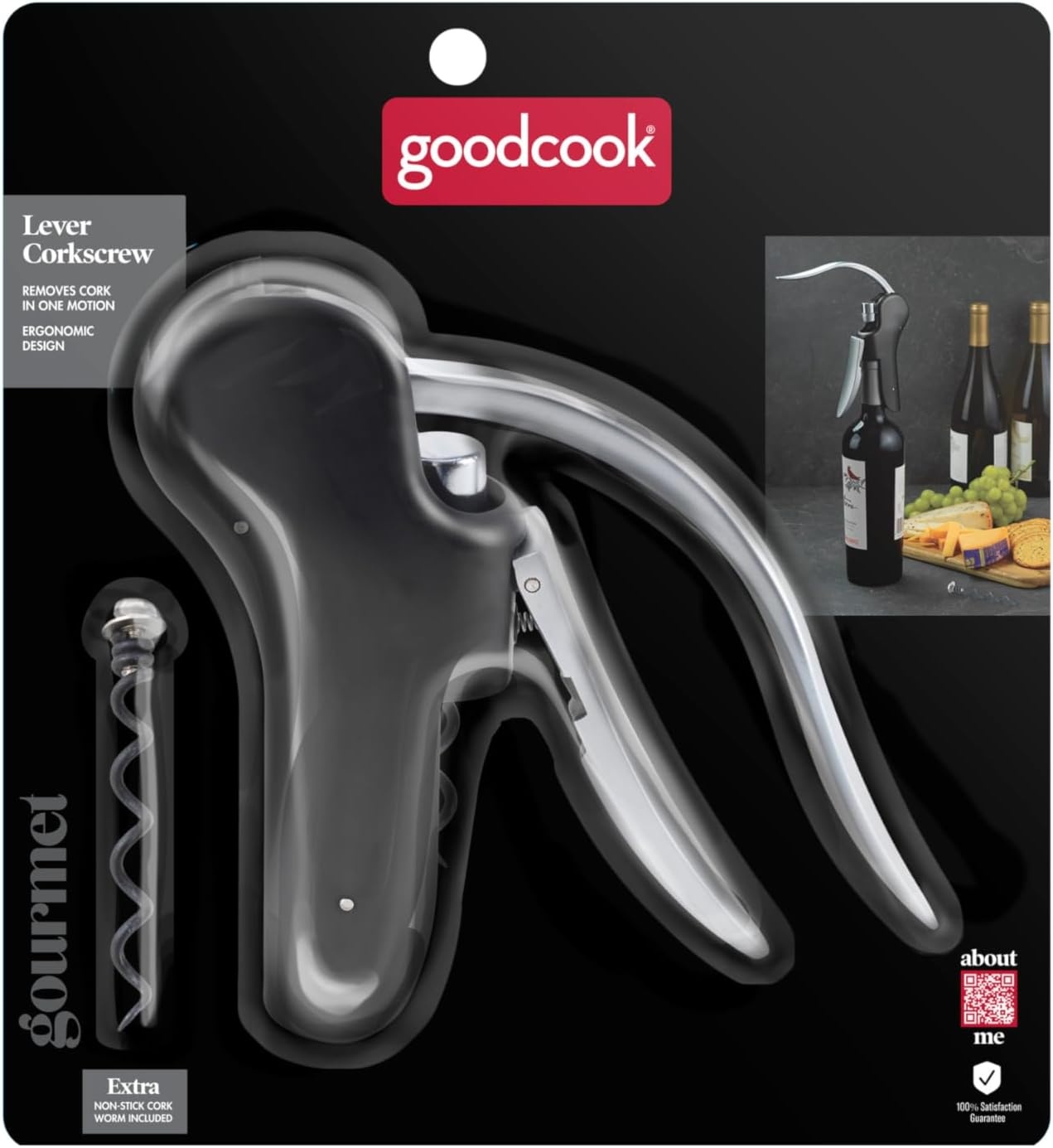 image:imageGoodCook Gourmet Deluxe Winged Corkscrew Stainless Steel Worm Universal Fit For All Cork SizesLever Corkscrew