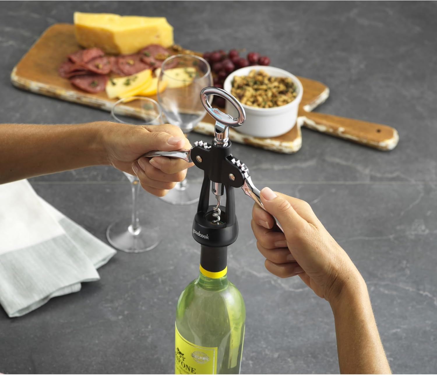 image:imageGoodCook Gourmet Deluxe Winged Corkscrew Stainless Steel Worm Universal Fit For All Cork SizesWinged Corkscrew