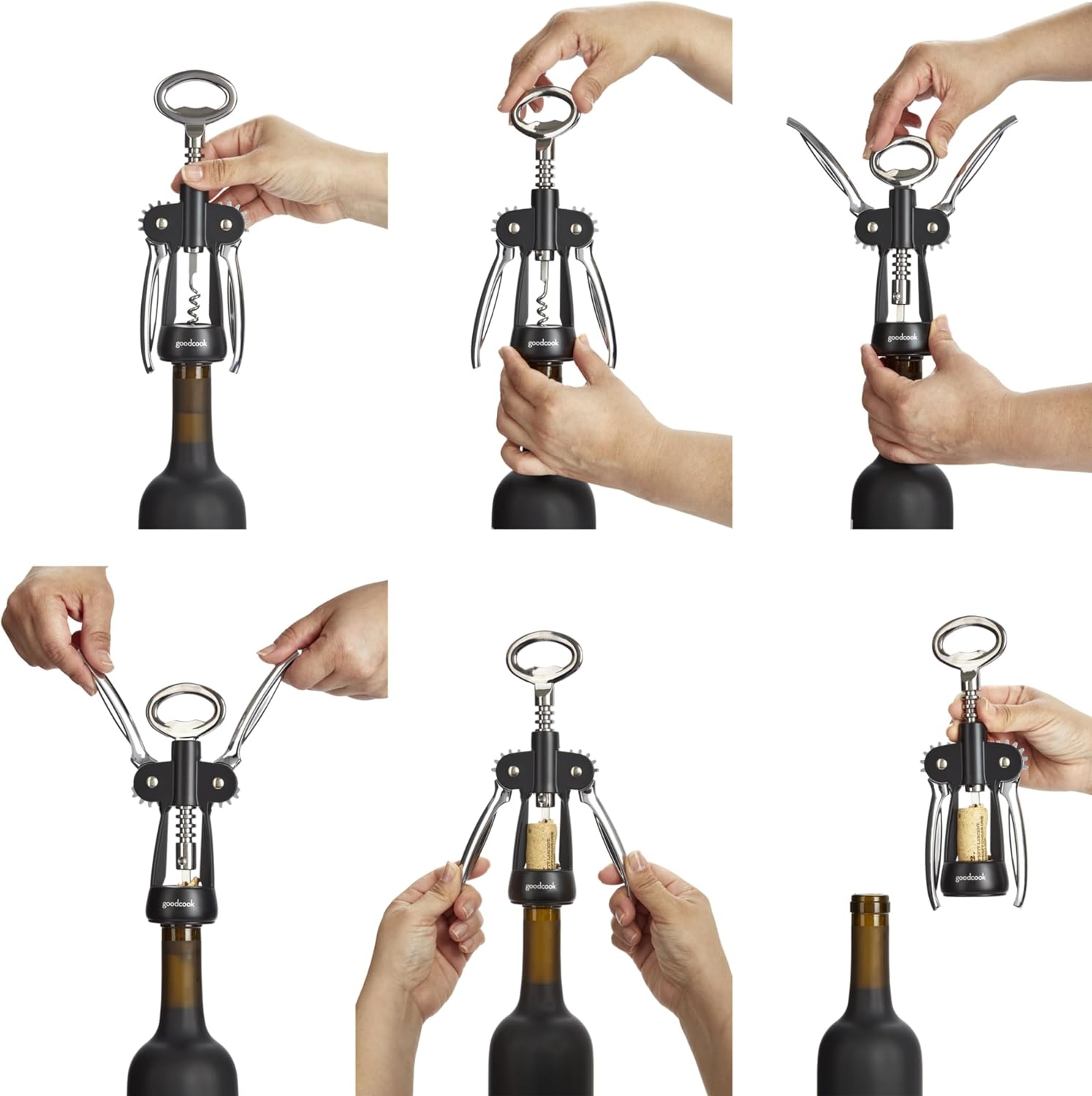 image:imageGoodCook Gourmet Deluxe Winged Corkscrew Stainless Steel Worm Universal Fit For All Cork SizesWinged Corkscrew